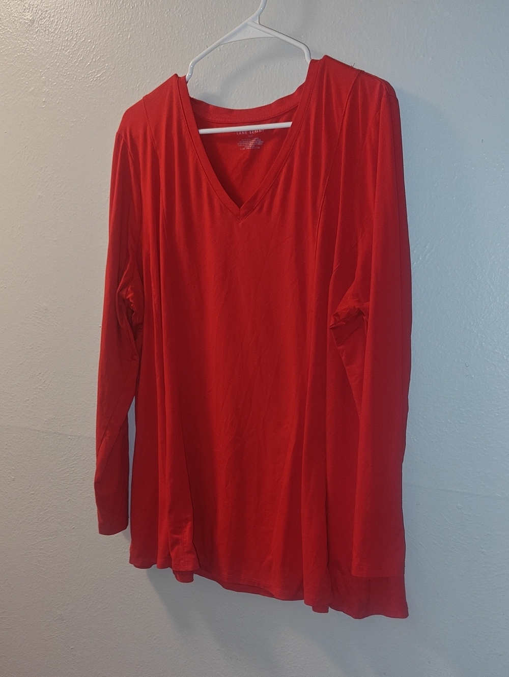 Lane Bryant Red V-Neck Long Sleeve Top 18/20